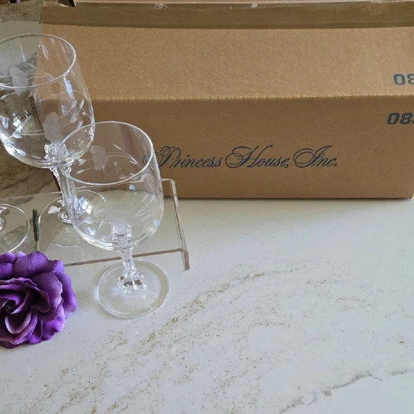 Vintage Princess House Bordeaux Lead Crystal Red Wine Goblet Set - Picture 4 of 8